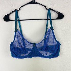 Mimi Holliday Lace Emeraude Comfort Bra in Blue/Green size 38D
